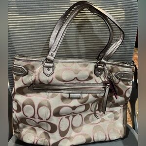 Coach Beige and Pink Signature Tote